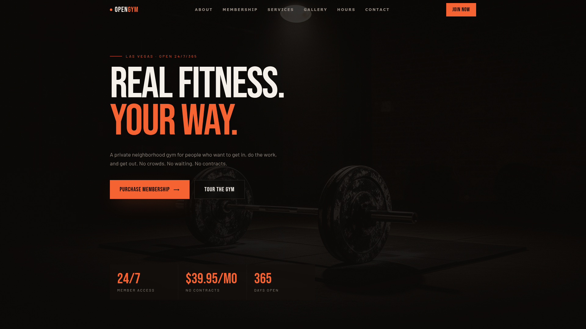 Open Gym Fitness — redesigned website